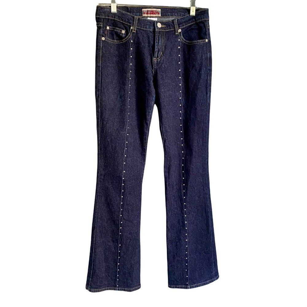Z. Cavaricci Dark Wash Studded Flare Jeans Retro Y2K Embellished Denim Size 7